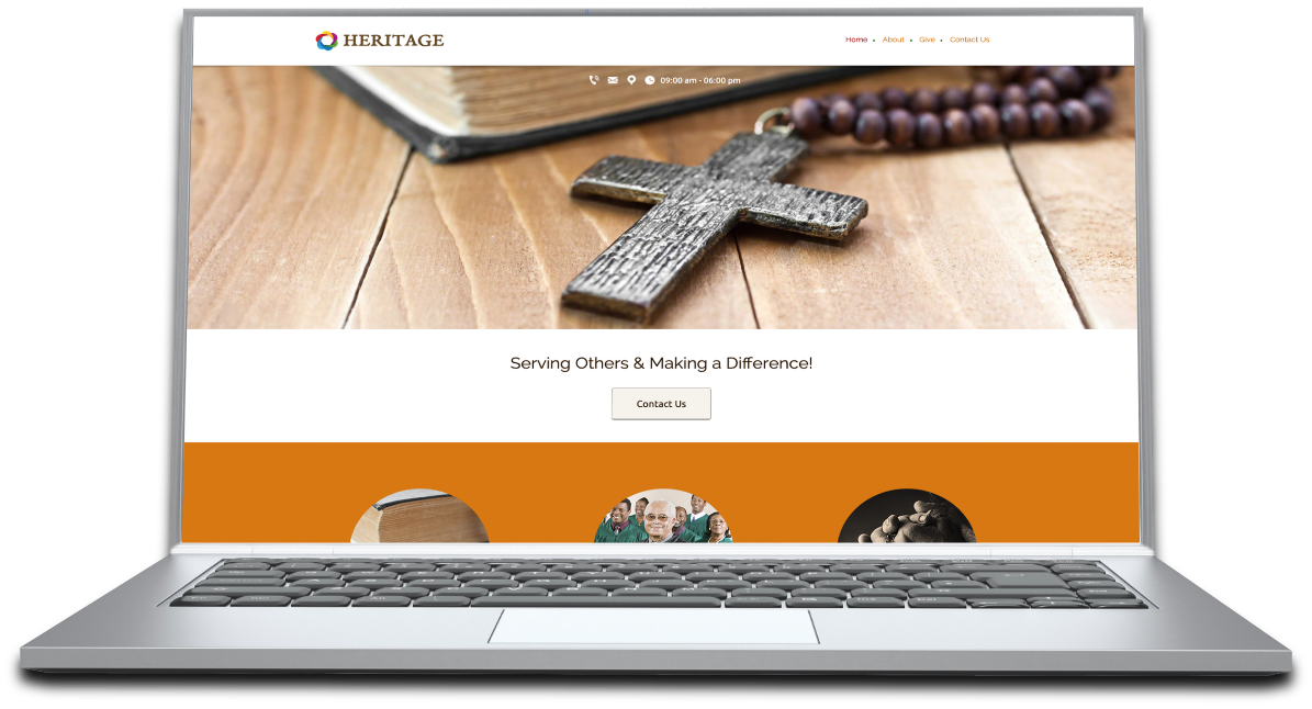 Church website on laptop